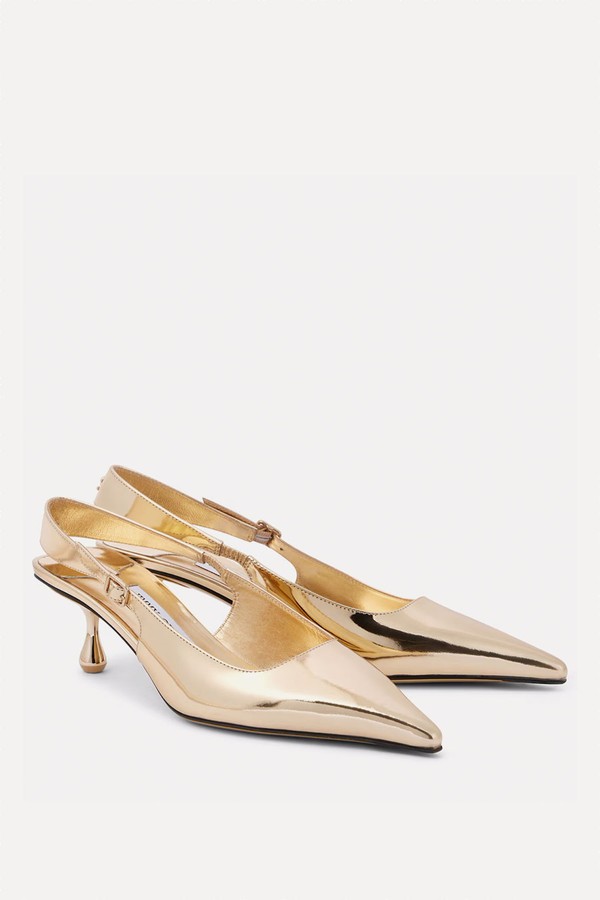 Amel 50 Metallic Leather Slingback Pumps from Jimmy Choo