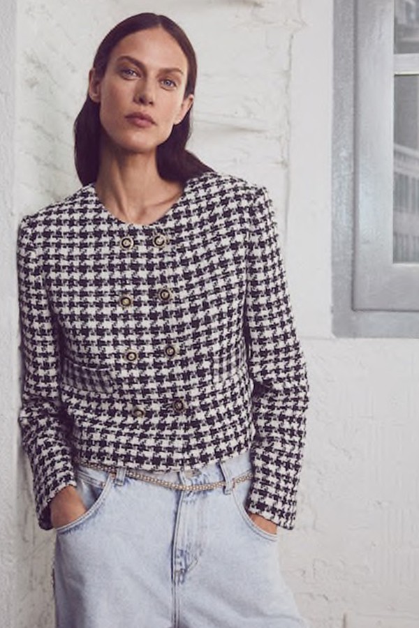 Tweed Jacket With Jewel Buttons