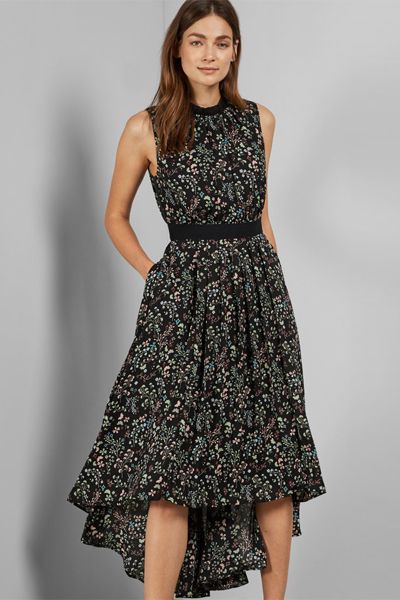 Frarley Hazel Print Dip Hem Midi Dress