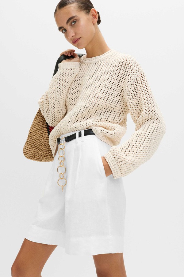Pure Linen High Waisted Shorts