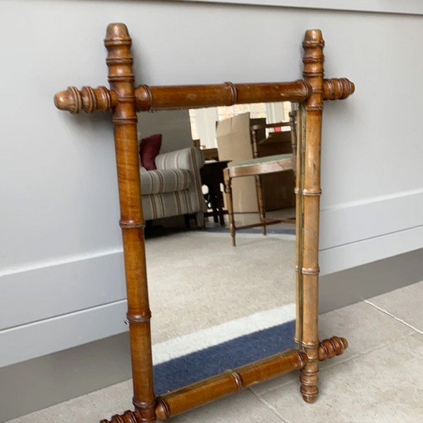 Light Oak Faux Bamboo Mirror