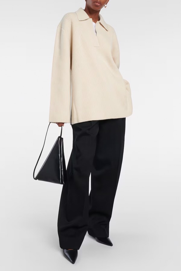 Ribbed-Knit Wool Polo Sweater from Toteme