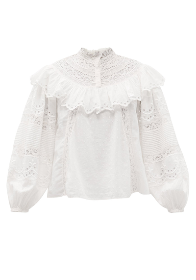 Orlando Lace & Broderie-Anglaise Cotton Blouse from LoveShackFancy