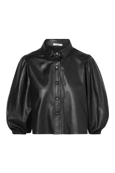 Rhinehart Cropped Leather Shirt from Ganni