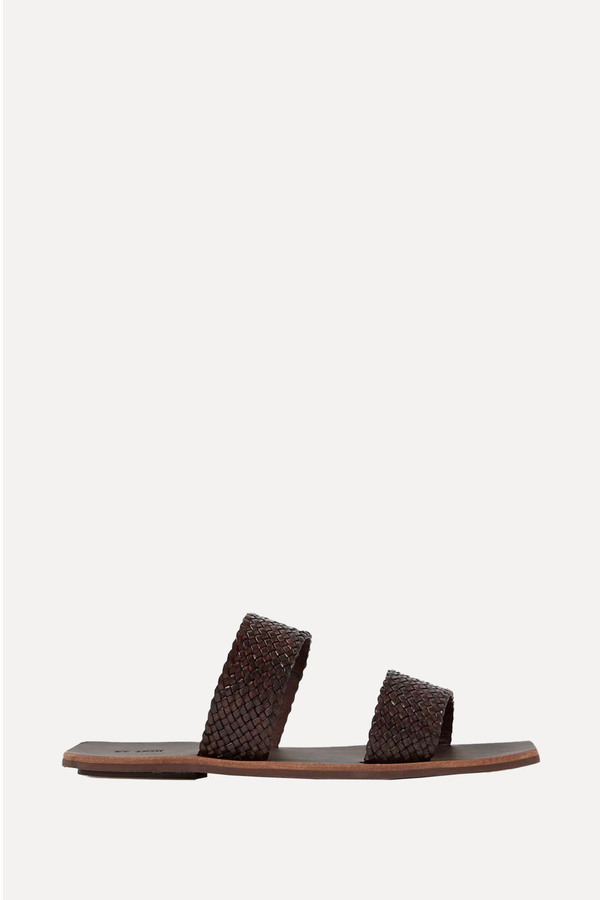 Clea Woven Leather Slides from St. Agni