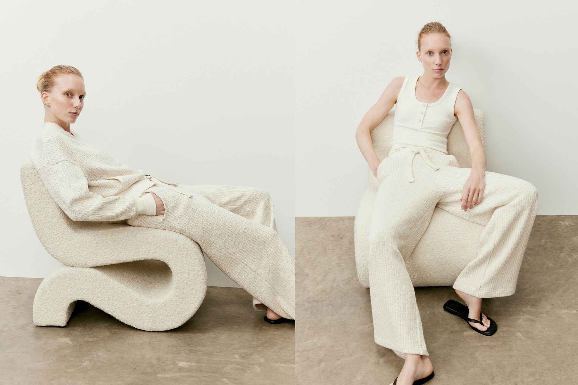 Stripe Knit Wide Leg Trousers