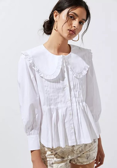 Pleated Ruffle Buttondown