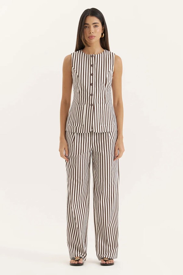 Lisa Stripe Straight Leg Trousers from 4th & Reckless