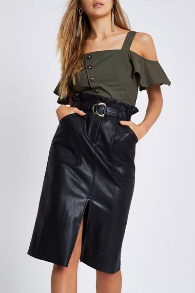 Faux Paperbag Waist Pencil Skirt