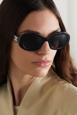 Triomphe Oval-Frame Acetate Sunglasses from Celine Eyewear