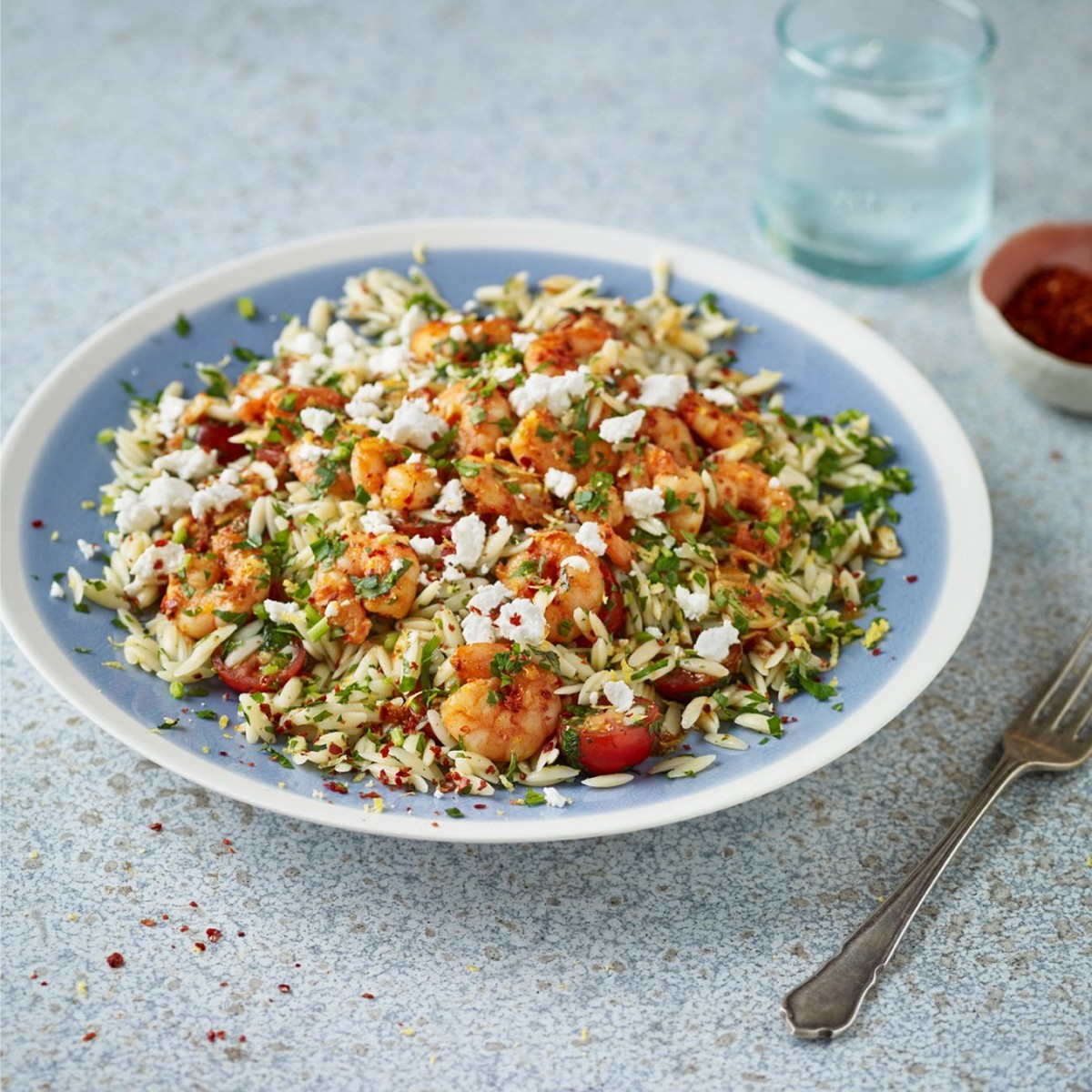 Prawns With Orzo Tabbouleh