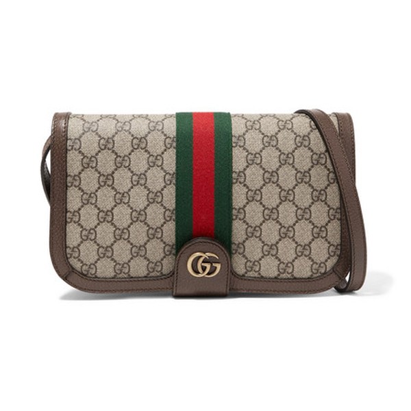 Ophidia Textured Leather-Trimmed Printed Shoulder Bag