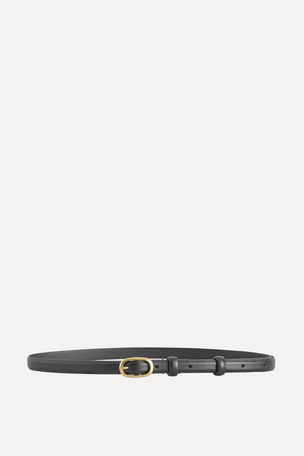 Oval-Buckle Slim Leather Belt from COS 