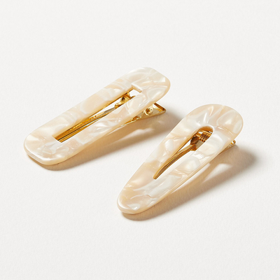 Cyra White Mixed Shapes Resin Hair Clips Pack Of Two  from Oliver Bonas