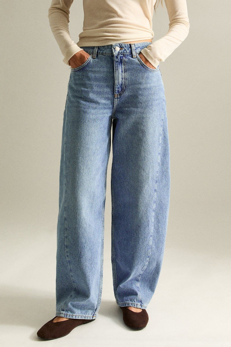 Washed Barrel Leg Jeans
