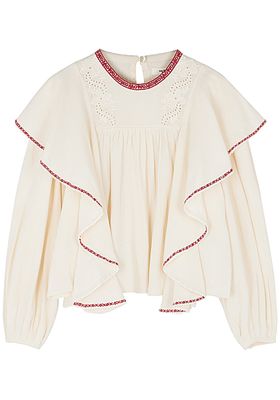 Rayani Ecru Embroidered Cotton Top from Isabel Marant Étoile