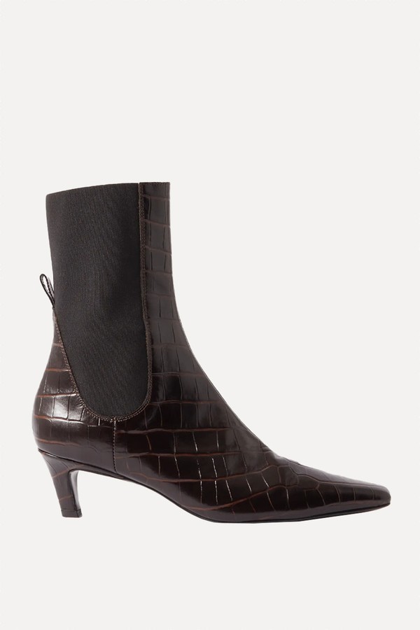 Croc-Effect Leather Ankle Boots from Toteme