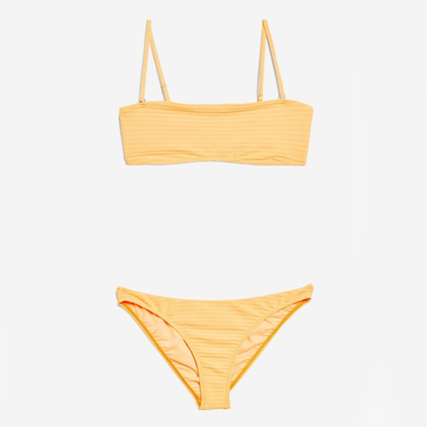 Ribbed Bandeau Bikini Top and Bottoms  from Topshop