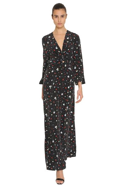 Flower Print Washed Silk Maxi Dress from GANNI