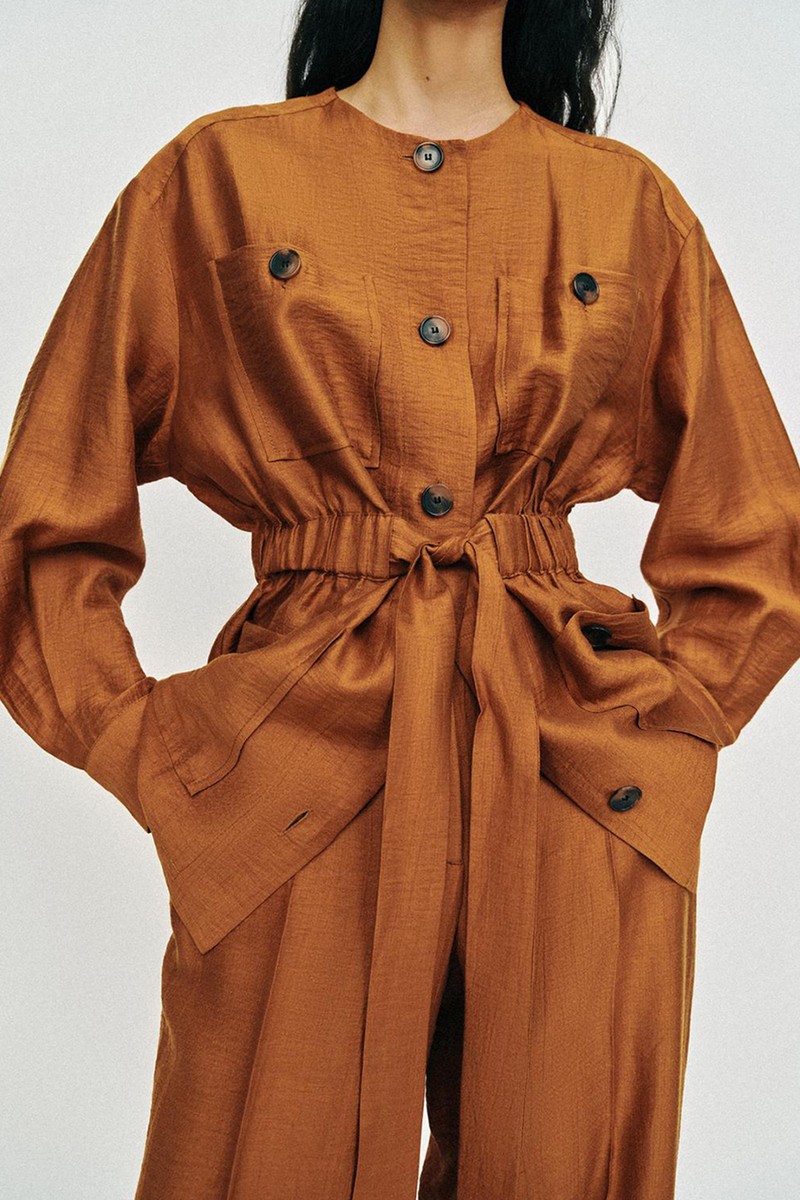 Belted Linen Blend Safari Jacket