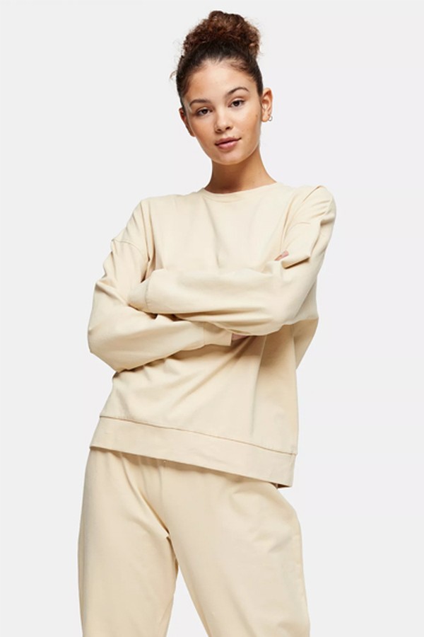 Ecru Peached Jersey Loungewear Sweatshirt from Topshop