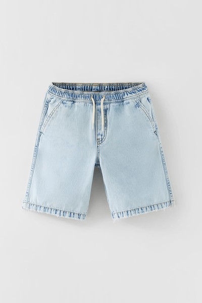 Flowing Denim Bermuda Shorts