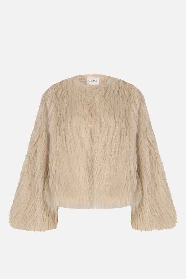 Manda Round-Neck Long-Sleeve Faux-Fur Jacket from Malina
