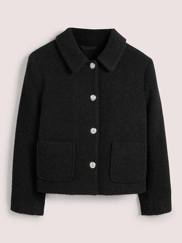 Textured Cropped Wool Jacket