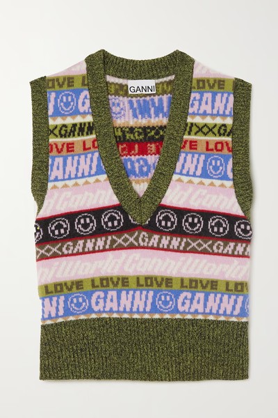 Recycled Wool Blend Jacquard Vest from Ganni