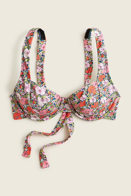 Cross-Back Underwire Bikini Top in Liberty Meadow Song Floral from J Crew