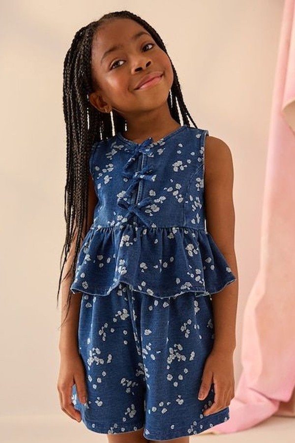 Denim 100% Cotton Ditsy Floral Waistcoat Set from NEXT