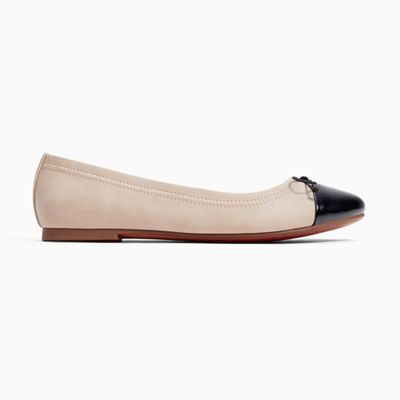 Contrast Ballerinas with Bow Detail from Zara