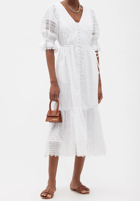 Puff-Sleeve Broderie-Anglaise Dress from Self-Portrait