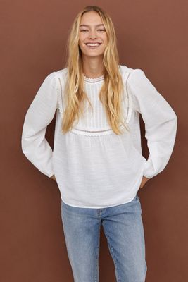 Stand-Up Collar Cotton Blouse from H&M