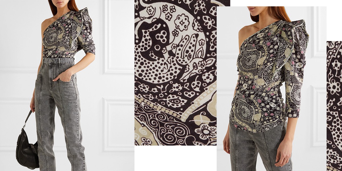 Carina Ruffled Printed One-sleeve Poplin Top, £225 | Isabel Marant Etoile