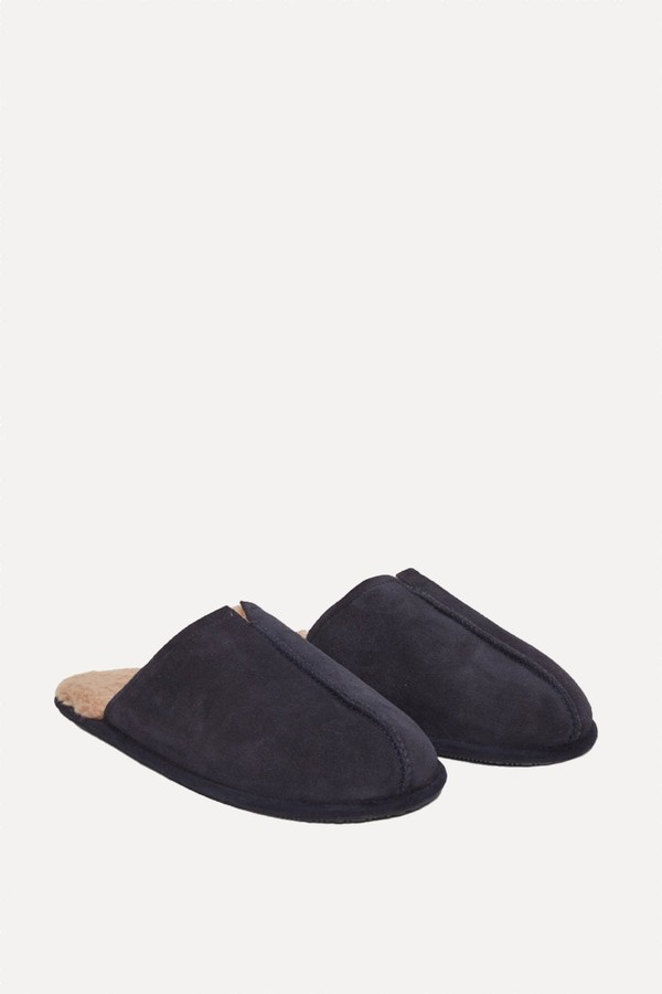 Suede Borg Mule Slippers from The White Company