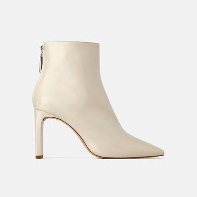 Leather Ankle Boots With Block Heels from Zara