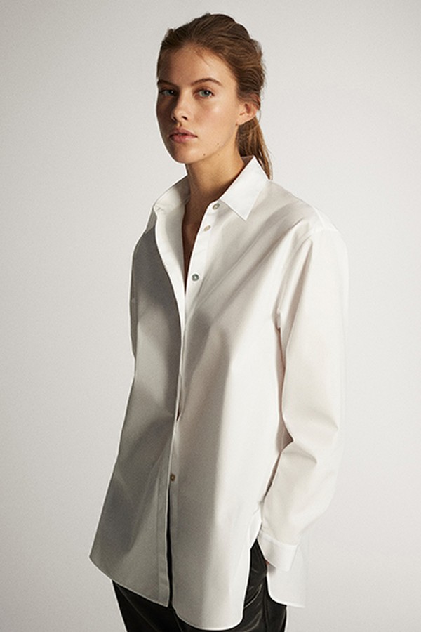 Plain Poplin Oversized Shirt from Massimo Dutti
