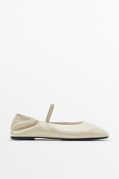 Leather Ballet Flats With Elastic Strap from Massimo Dutti