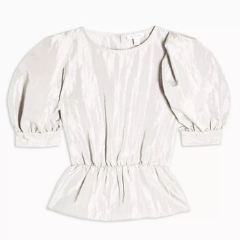 Ivory Short Sleeve Puff Taffeta Blouse from Topshop