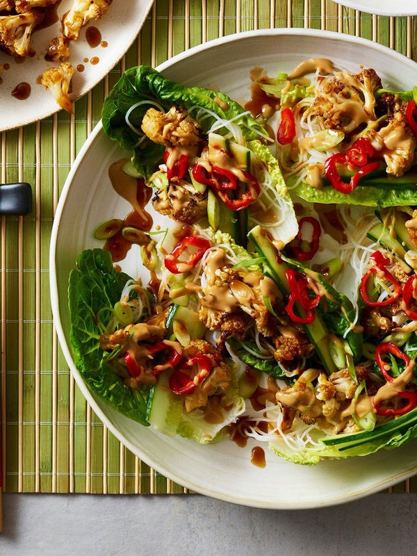 Lizzie Mabbott’s Sweet Hoisin Cauliflower With Glass Noodles & Lettuce Cups