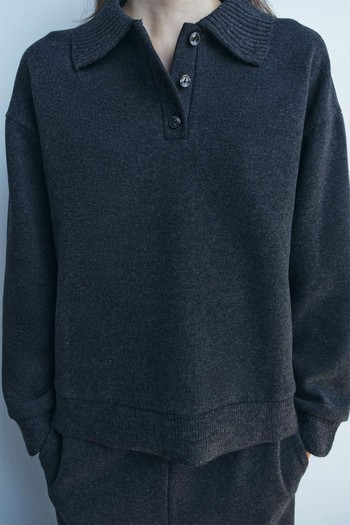 Soft Polo Collar Sweatshirt