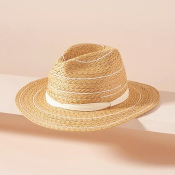 Julia Trimmed Stripe Fedora