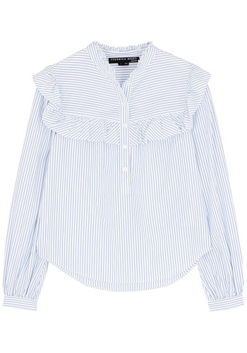 Sonnet Striped Ruffled Cotton Blouse from Veronica Beard