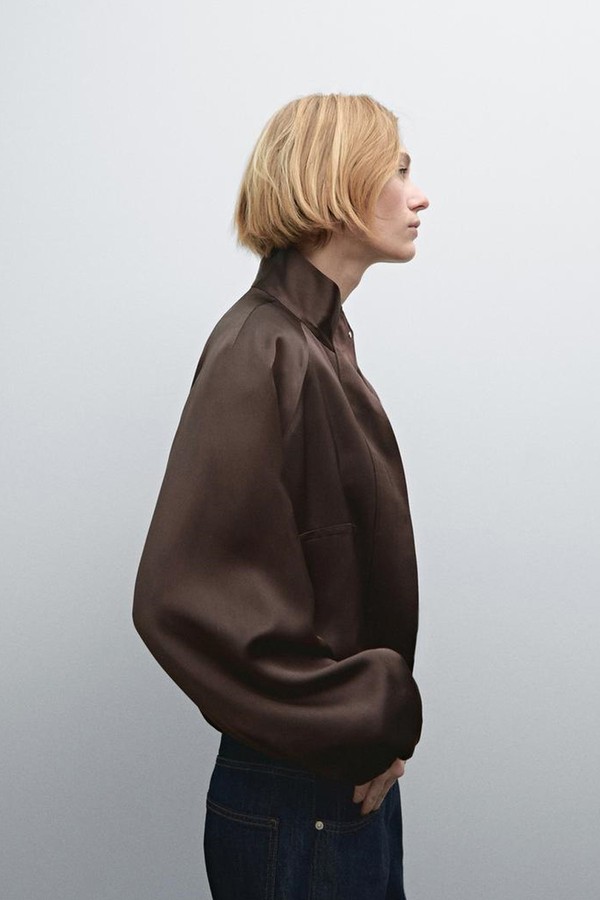 Gathered Satin Bomber Jacket from Massimo Dutti