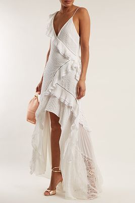 Asymmetric Lace-Trimmed Silk Blend Gown from Jonathan Simkhai