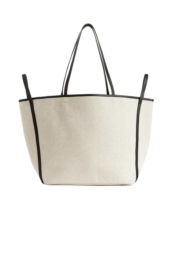 Leather Detailed Linen Tote from Arket