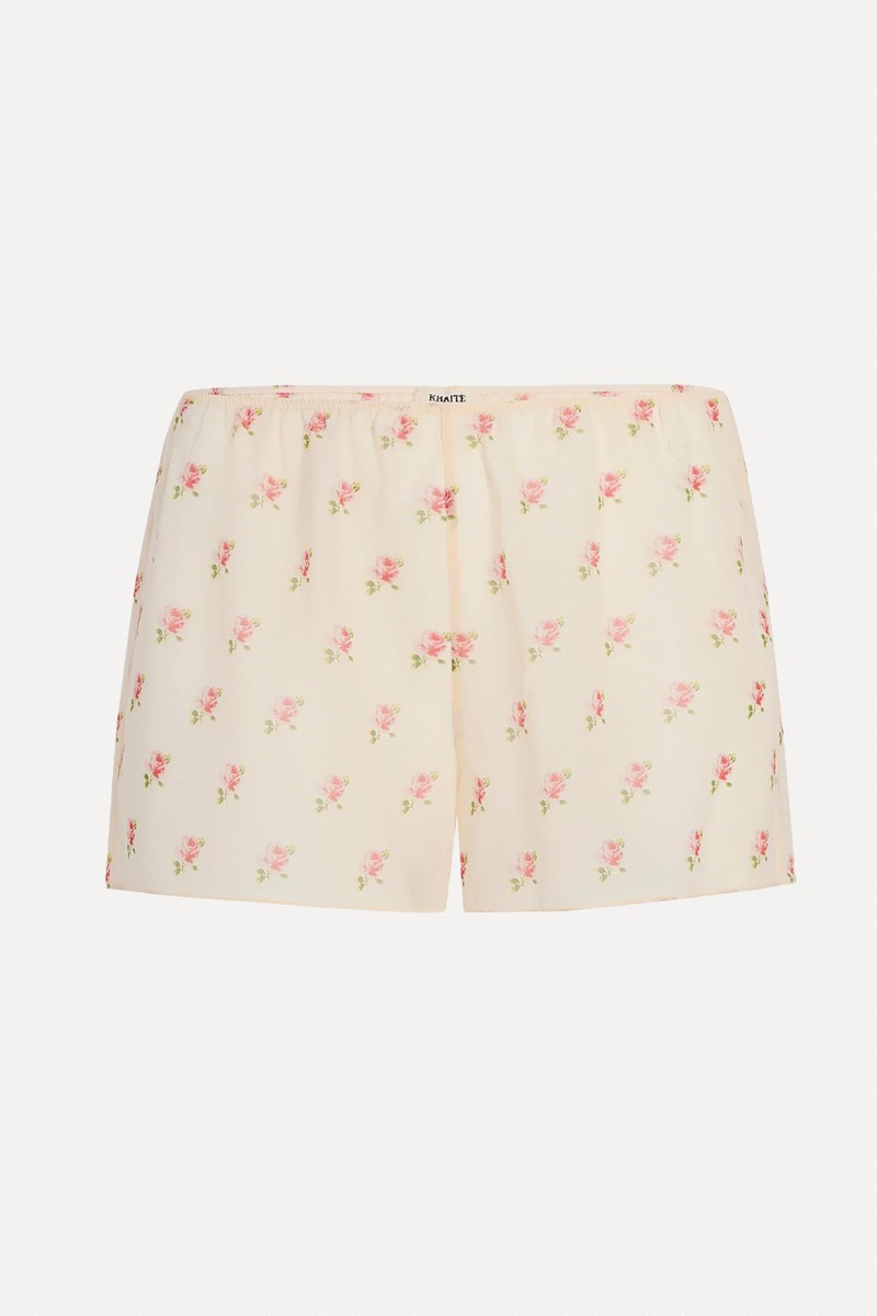  Tilly Floral-Print Silk-Chiffon Shorts from Khaite