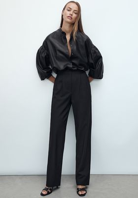 High Waist Black Trousers With Darts from Massimo Dutti