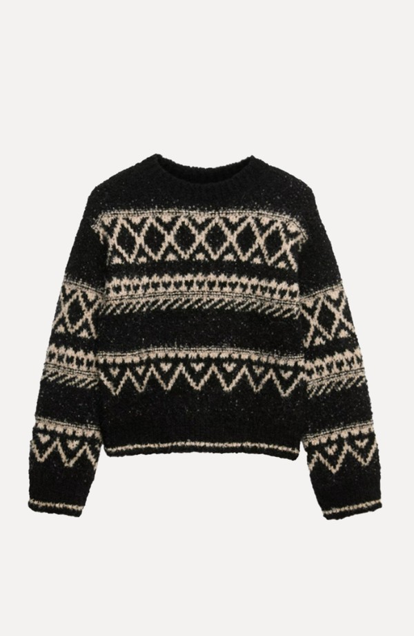 Bouclé Fair Isle Crew Neck Jumper